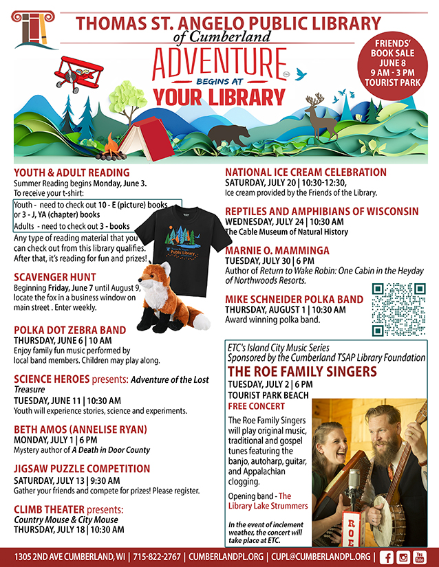 Summer Reading poster of events