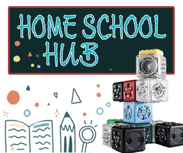 Home School Hub and pencil, books and computer blocks