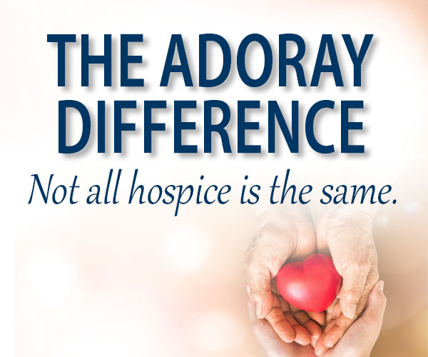 The Adoray Difference and hands holding a heart.