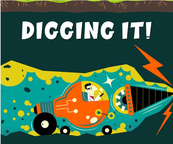 Science Heroes, Digging It. Man digging underground.